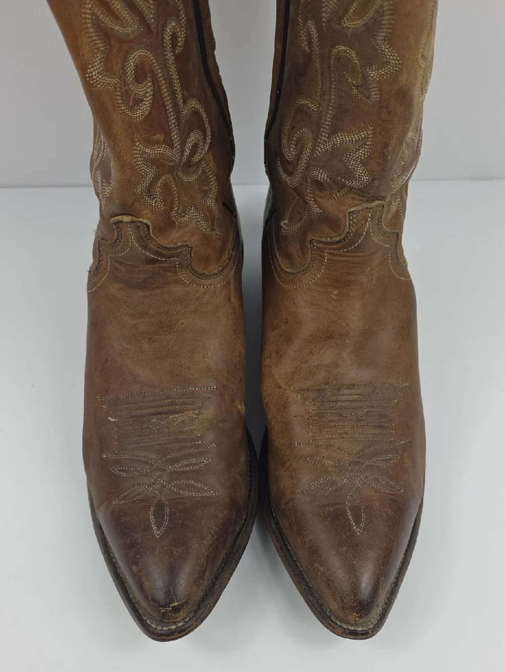 Vintage Justin Brown Leather Men's Cowboy Boots Size 10
